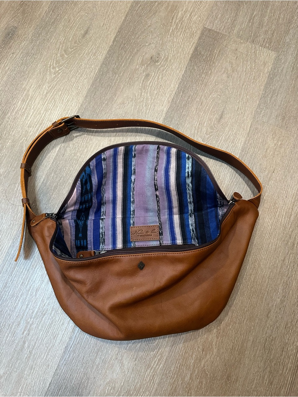 Nena & Co Ethan 1.0 Full Leather Bag Sling Crossbody with Corte Purple Liner